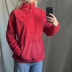 The North Face red fleece quarter zip